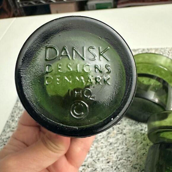 Dansk Designs Votive Candle Holder 3 Pc Rare avocado green Vintage Denmark - Picture 5 of 6
